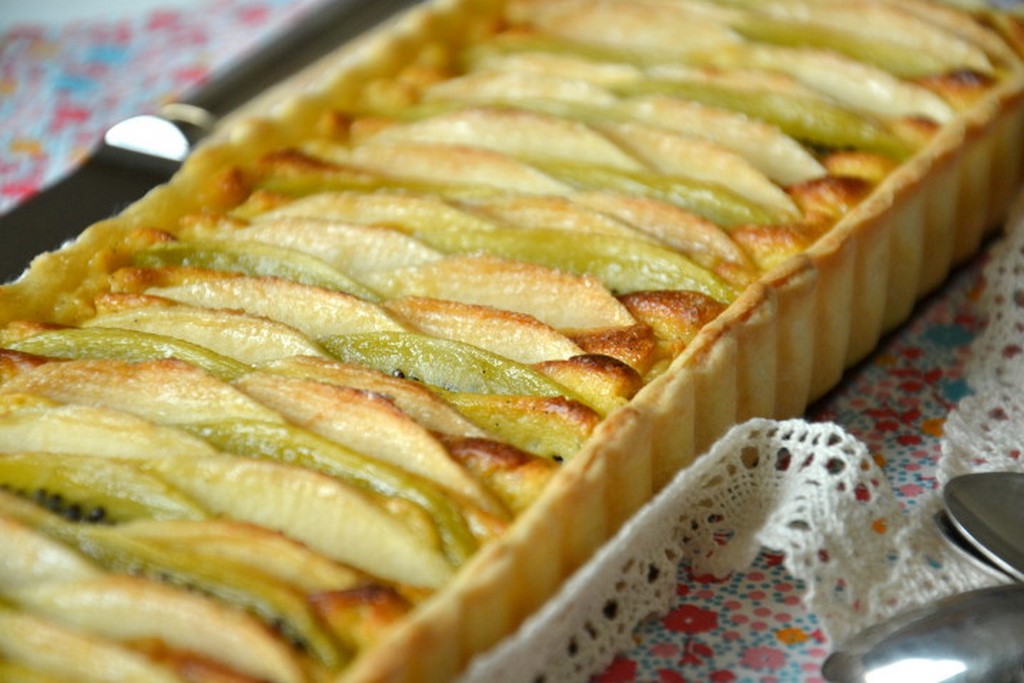 recette tarte fine aux poires, pommes et kiwis bio