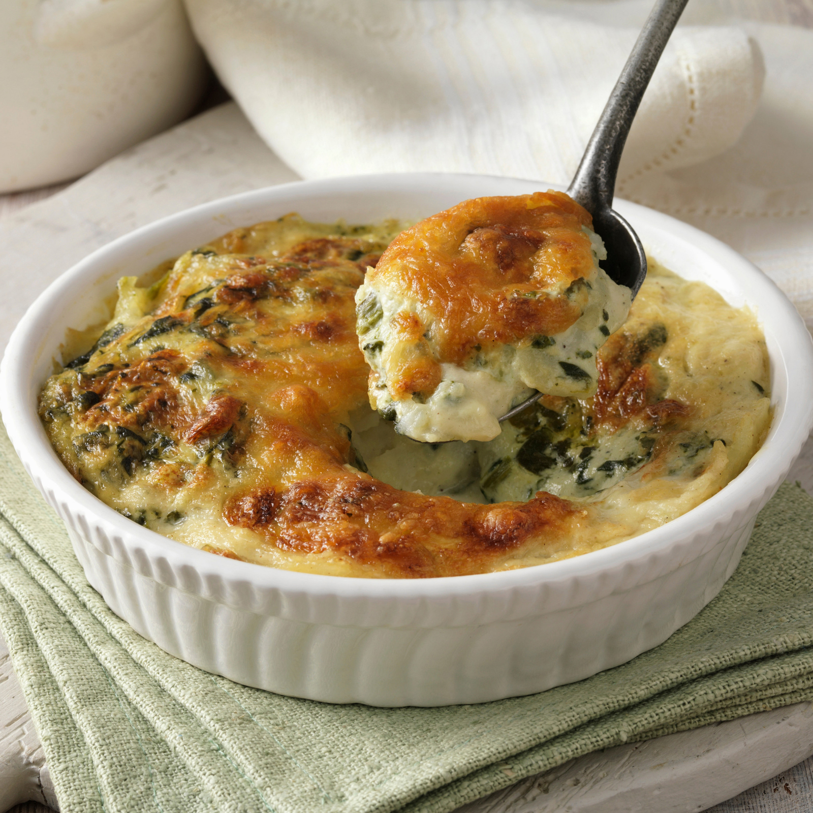 Gratin de courgettes aux épinards et au jambon