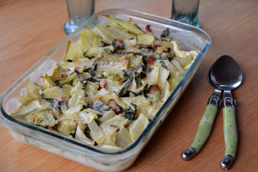 Gratin de dinde au blettes et au bleu