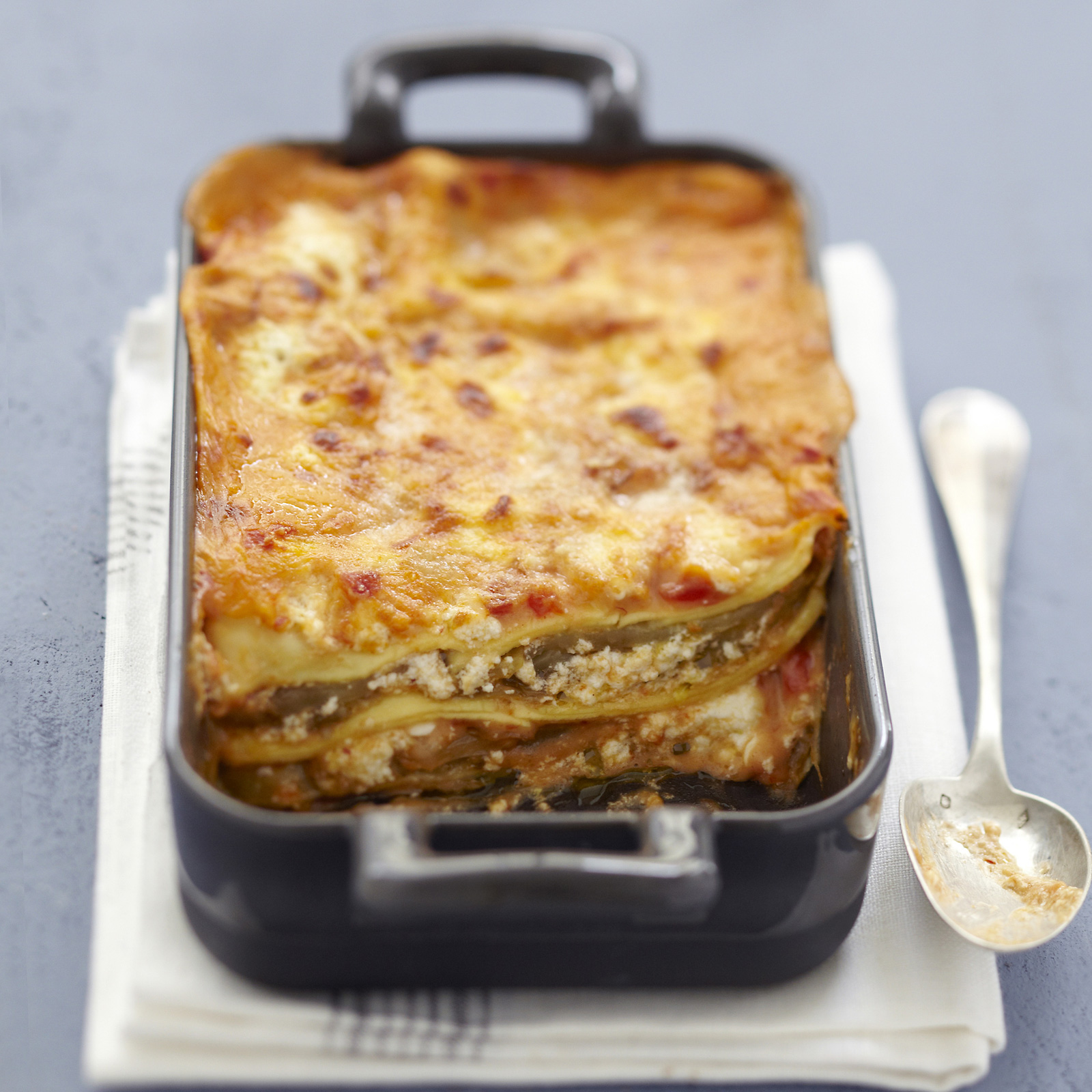 Lasagnes aubergines, chèvre, basilic