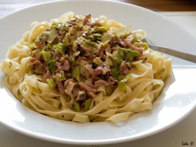 Tagliatelles à la crème de poireaux